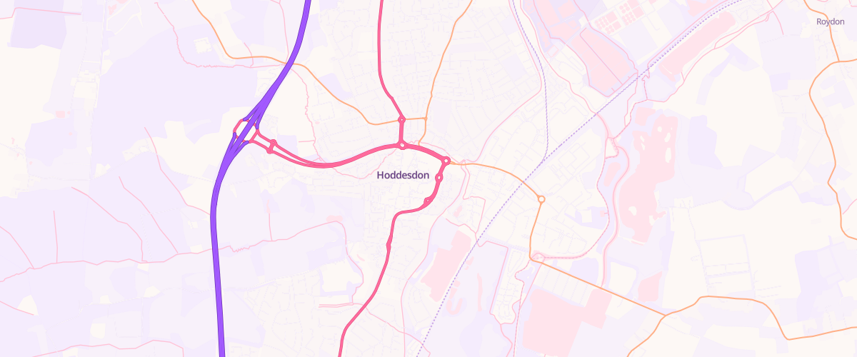 Map showing the location of Sainsburys Hoddesdon