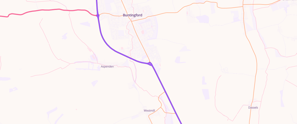 Map showing the location of Mfg Buntingford