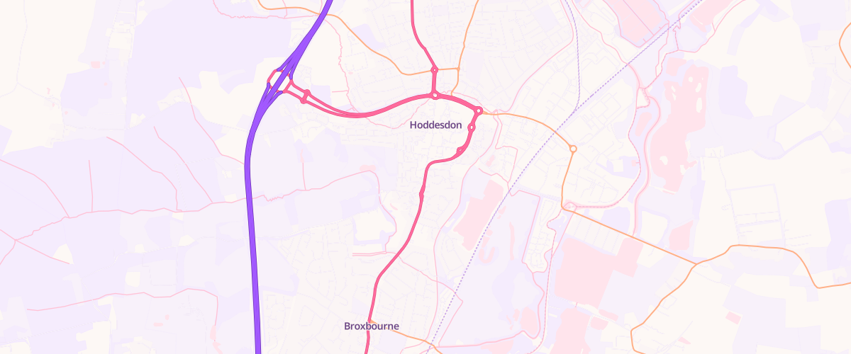 Map showing the location of Eg Hoddesdon Pfs