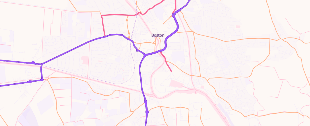 Map showing V R Dent, Boston