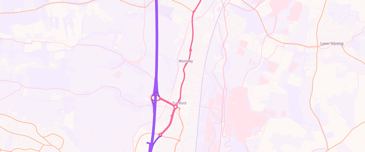 Map showing the location of Broxbourne Service Station