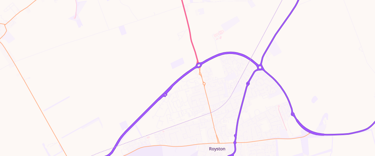 Map showing the location of Royston Extra Petrol Filling