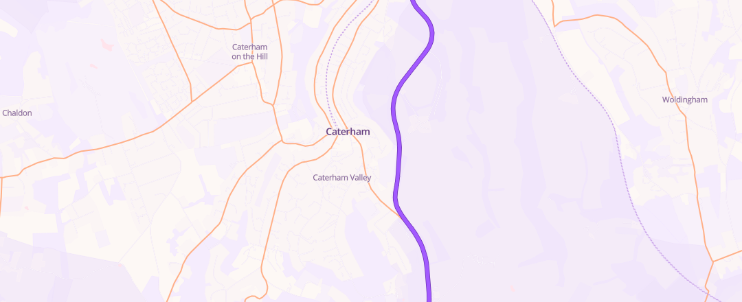 Map showing Kwik Fit, Caterham
