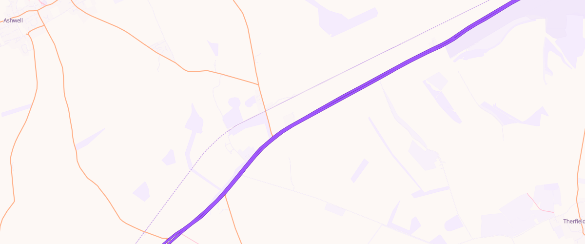 Map showing the location of Odsey Service Station