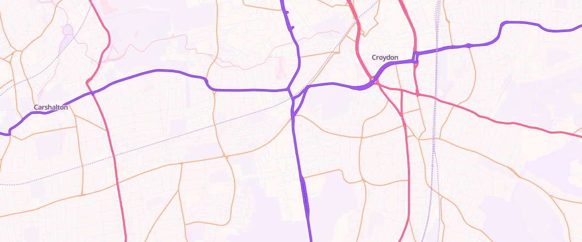Map showing the location of Purley Way Service Stn