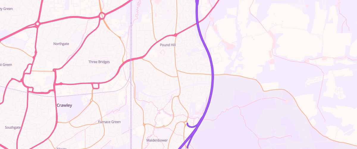 Map showing the location of Asda Crawley Express Petrol