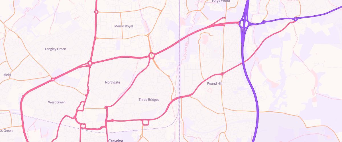 Map showing the location of Crawley Extra Petrol Filling