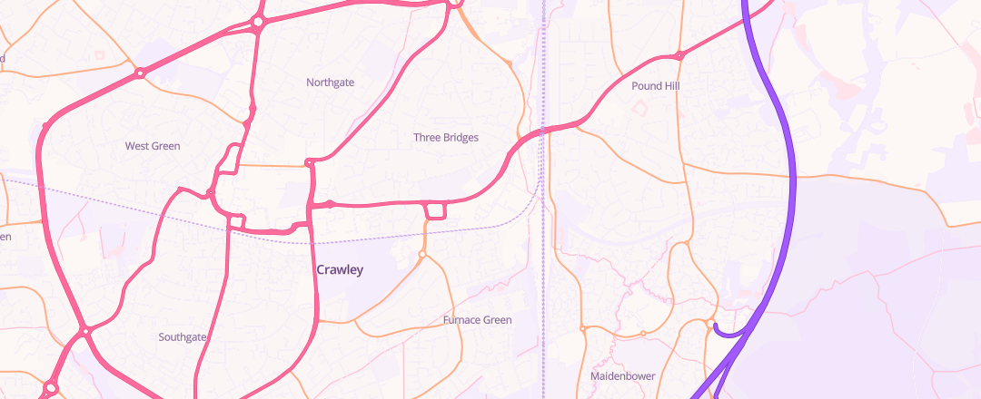 Map showing Kwik - Fit, Crawley