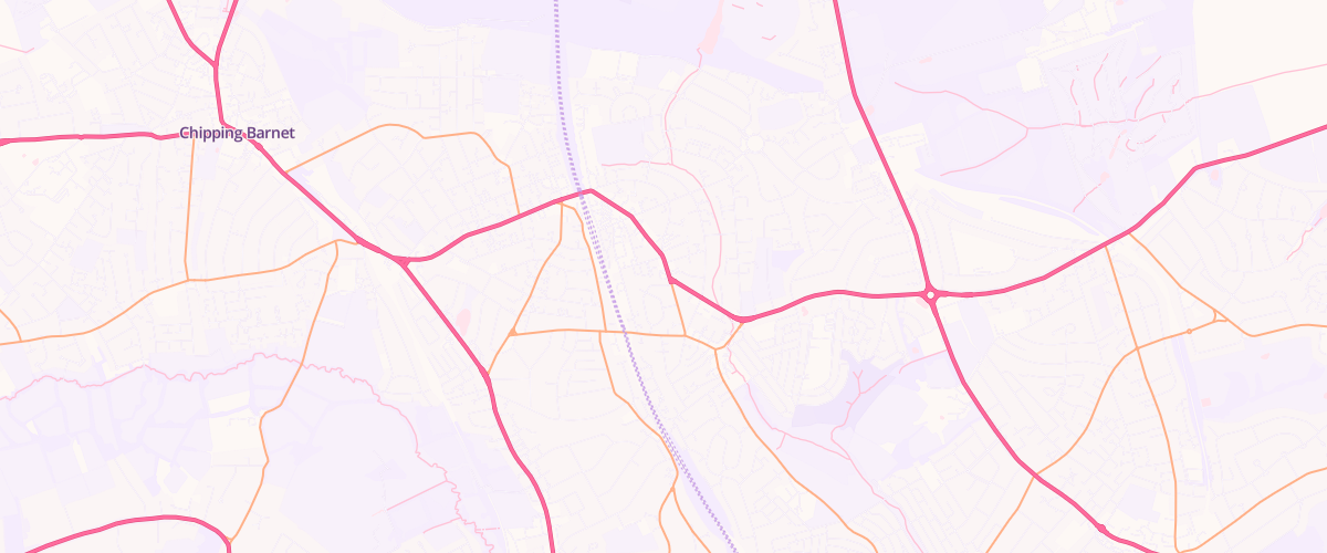 Map showing the location of Barnet Esso Express