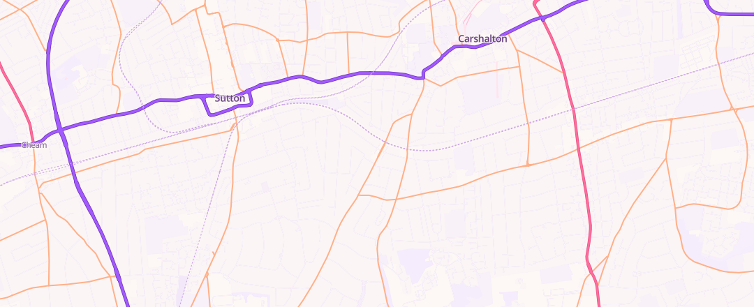 Map showing Banstead Road Garage, Carshalton