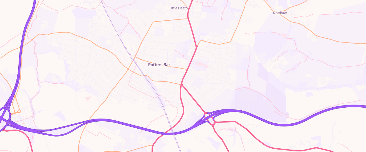 Map showing the location of Potters Bar Sf Connect