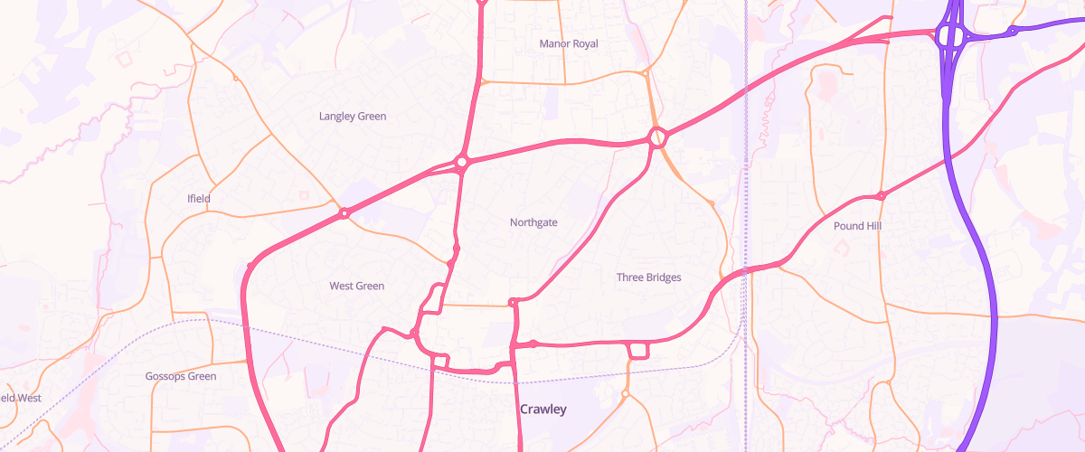 Map showing the location of Crawley Service Station
