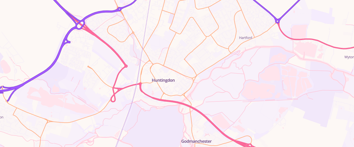 Map showing the location of Sainsburys Huntingdon