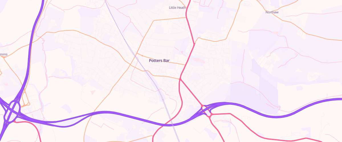 Map showing the location of Potters Bar Superstore Petrol