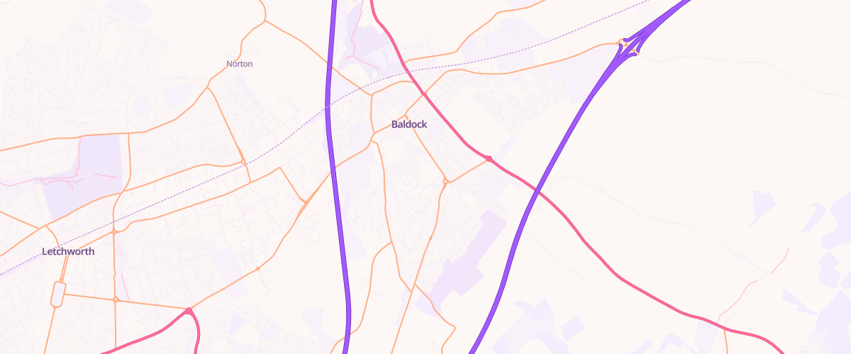 Map showing the location of Baldock Extra Petrol Filling