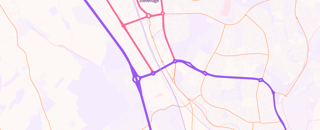 Map showing Formula One Autocentre, Stevenage