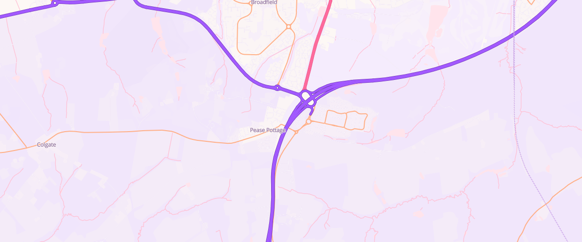 Map showing the location of Pease Pottage Service Area
