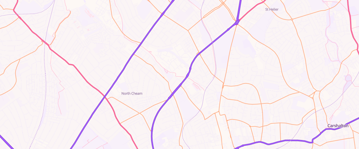 Map showing the location of Sutton Cheam Extra Petrol
