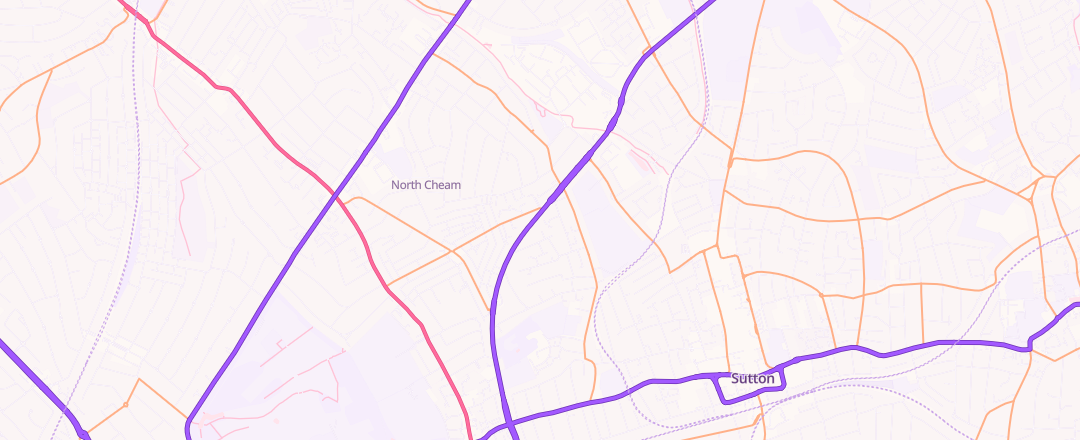 Map showing Cheam Motors, Sutton