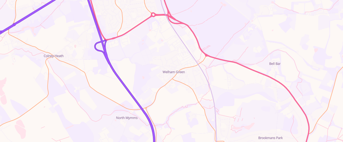Map showing the location of Welham Green
