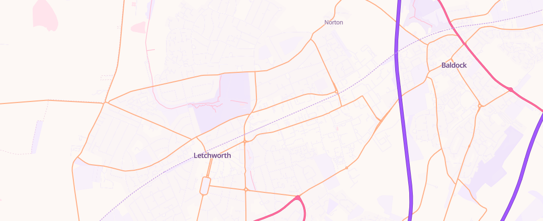 Map showing Auto Services, Letchworth