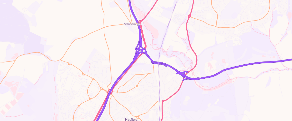 Map showing the location of Hatfield Extra Petrol Filling