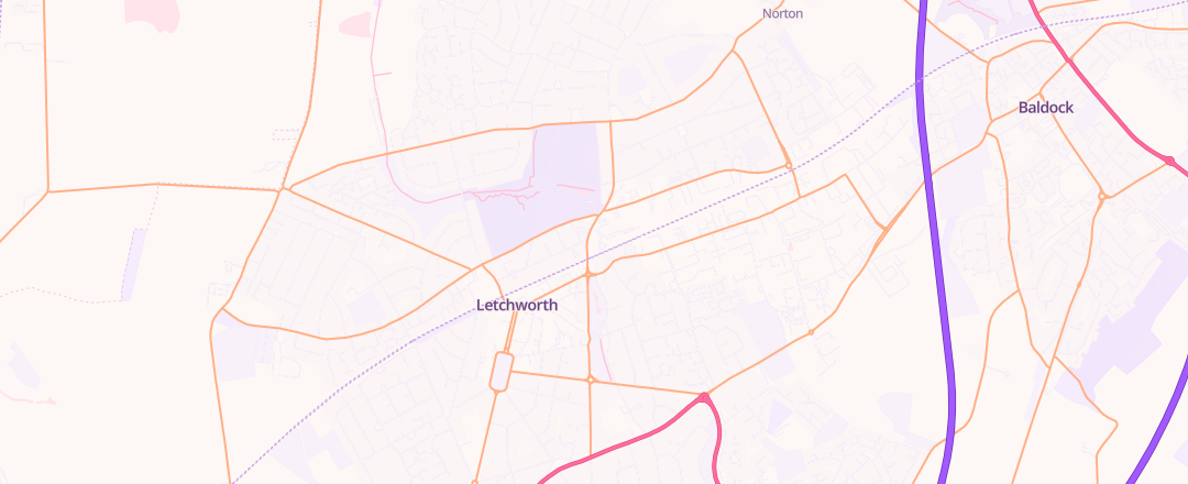 Map showing N/A, Letchworth