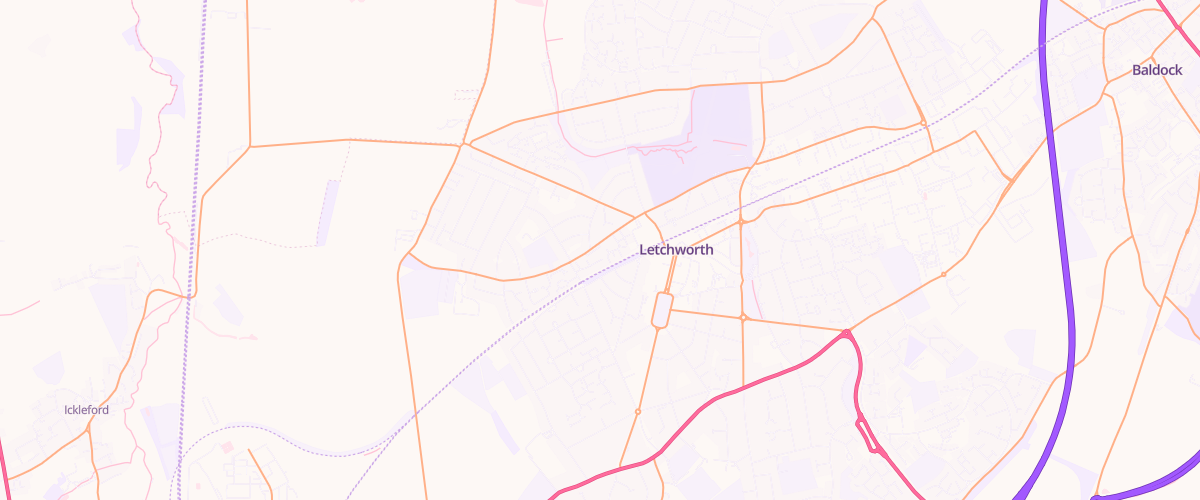 Map showing the location of Letchworth Service Station
