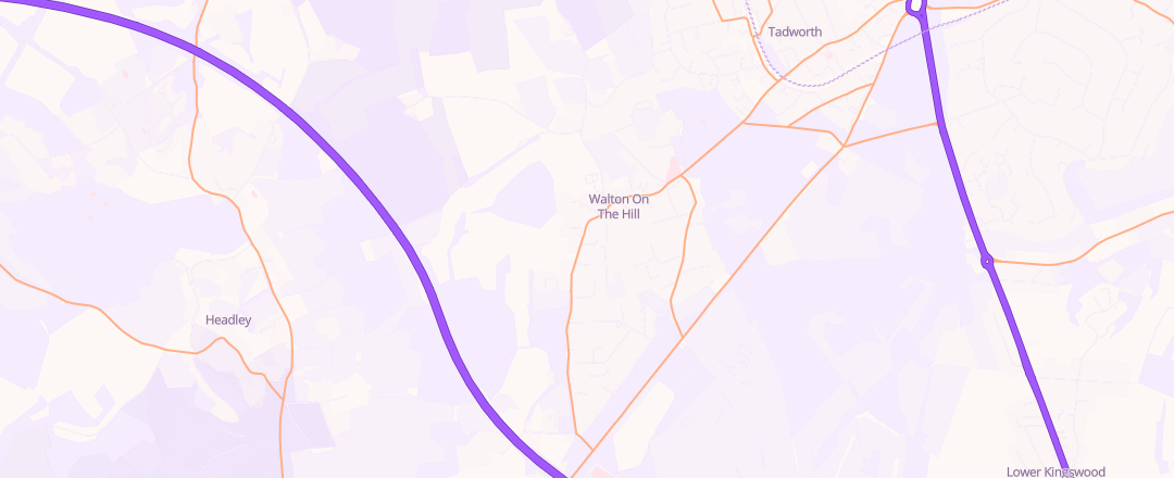 Map showing Chequers Lane Garage, Tadworth