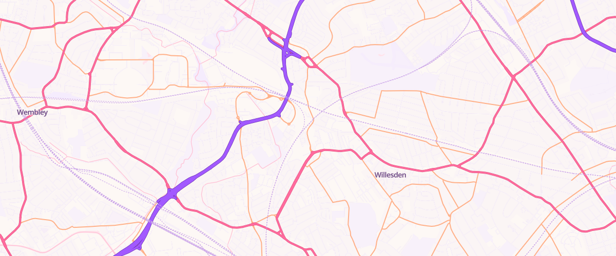 Map showing the location of Neasden Lane