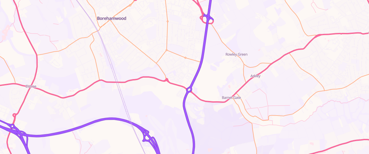 Map showing the location of Mfg Morrisons Borehamwood