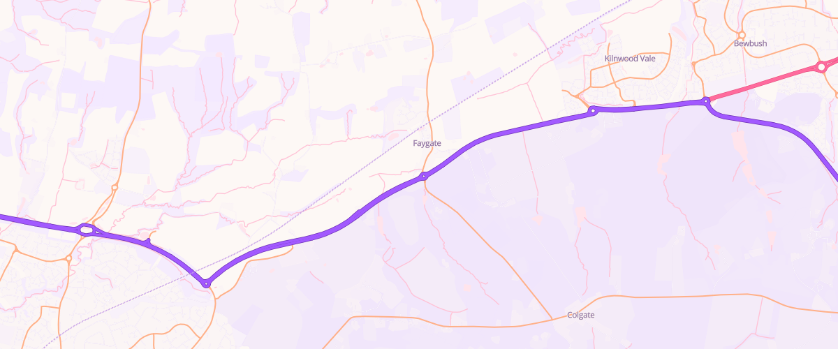 Map showing the location of Faygate Sf Connect