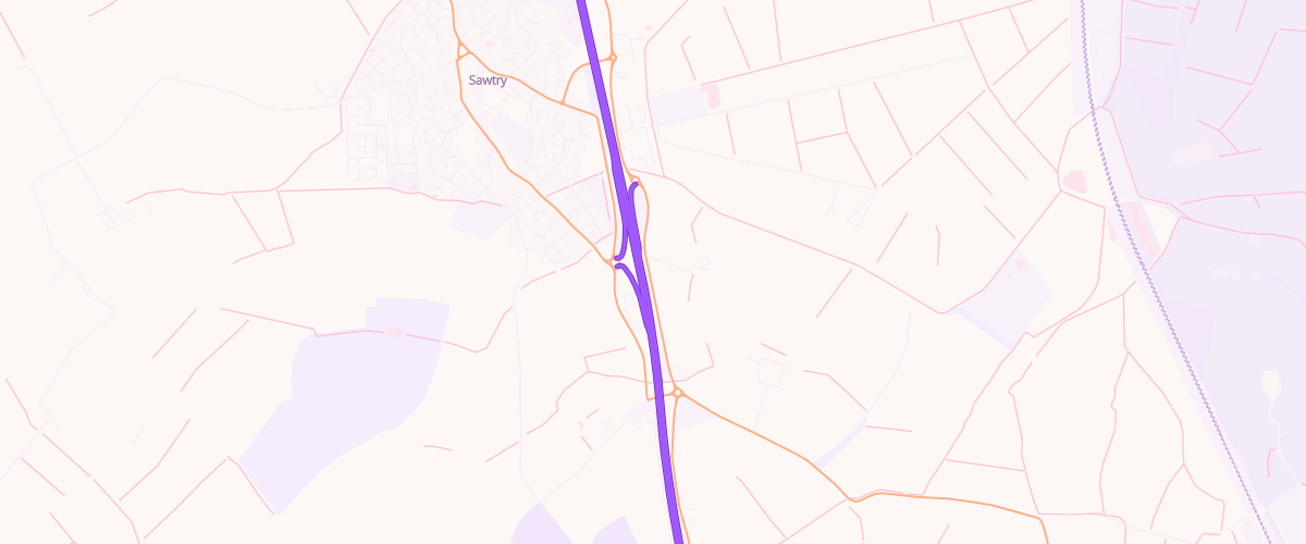 Map showing the location of Sawtry Service Area