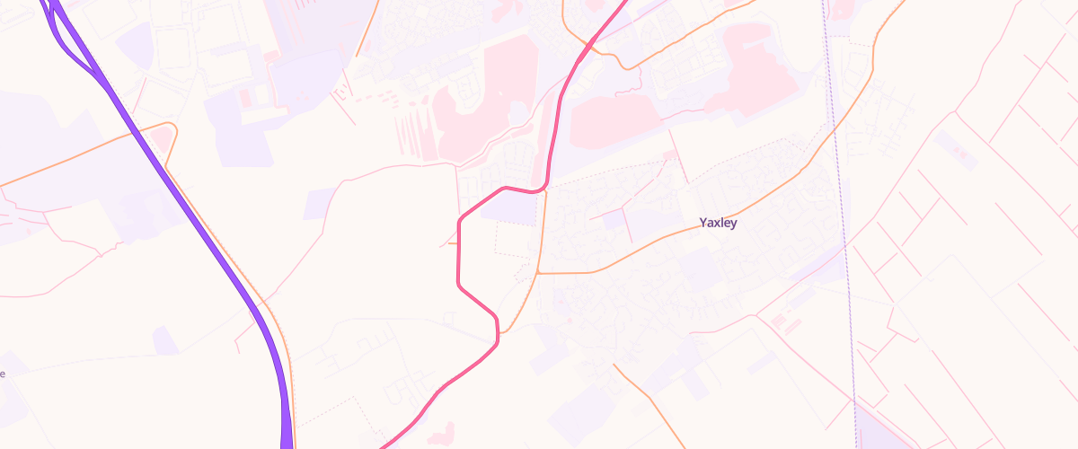 Map showing the location of Yaxley Service Station