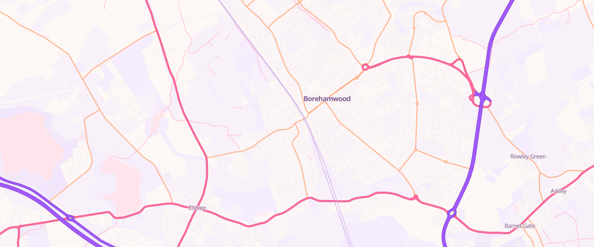 Map showing the location of Asda Elstree Allum Lane