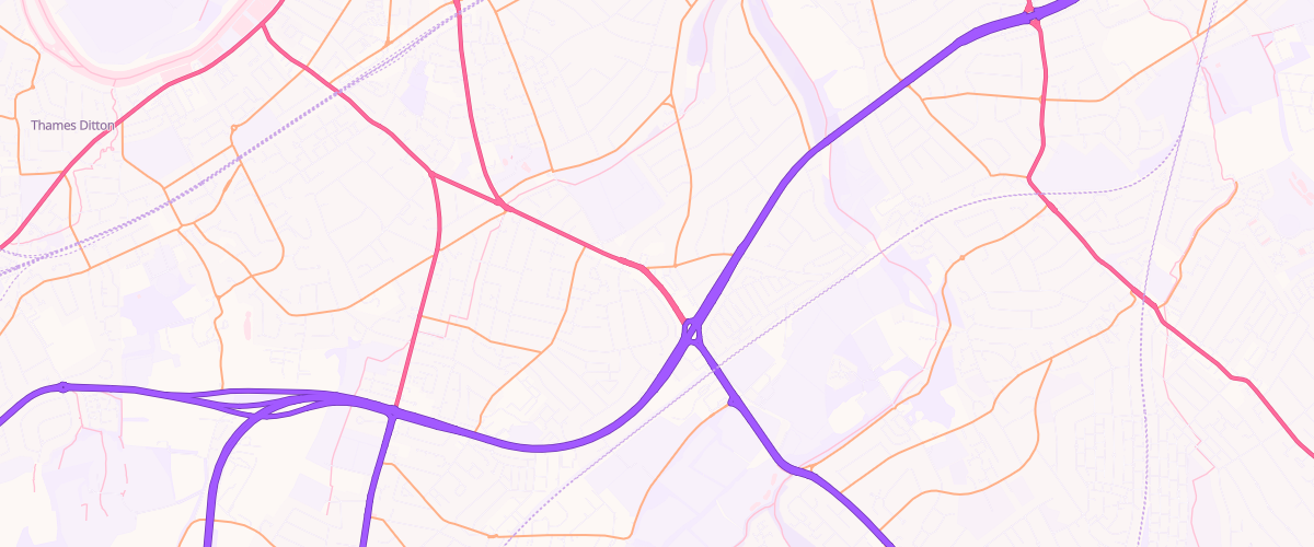 Map showing the location of Tolworth Esso Express