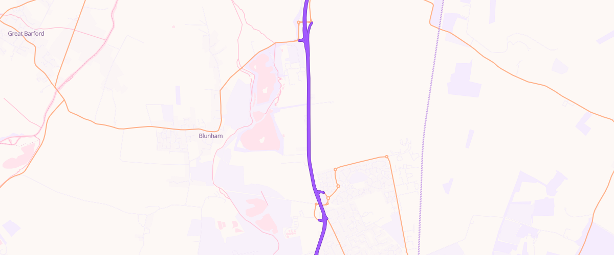 Map showing the location of Tempsford Service Station Ltd