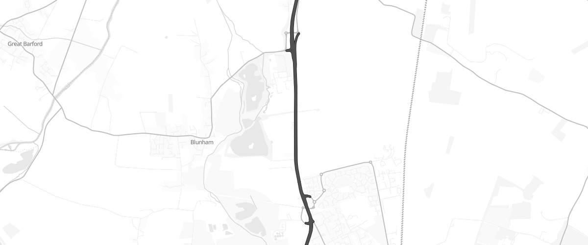 Map showing the location of Tempsford Service Station Ltd