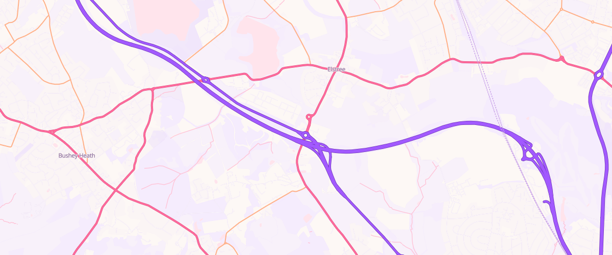 Map showing the location of Asda Elstree Hill Express