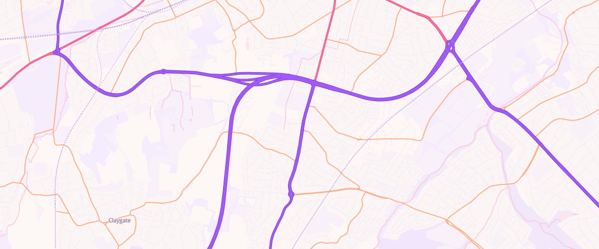 Map showing the location of Jet Chessington Service Station
