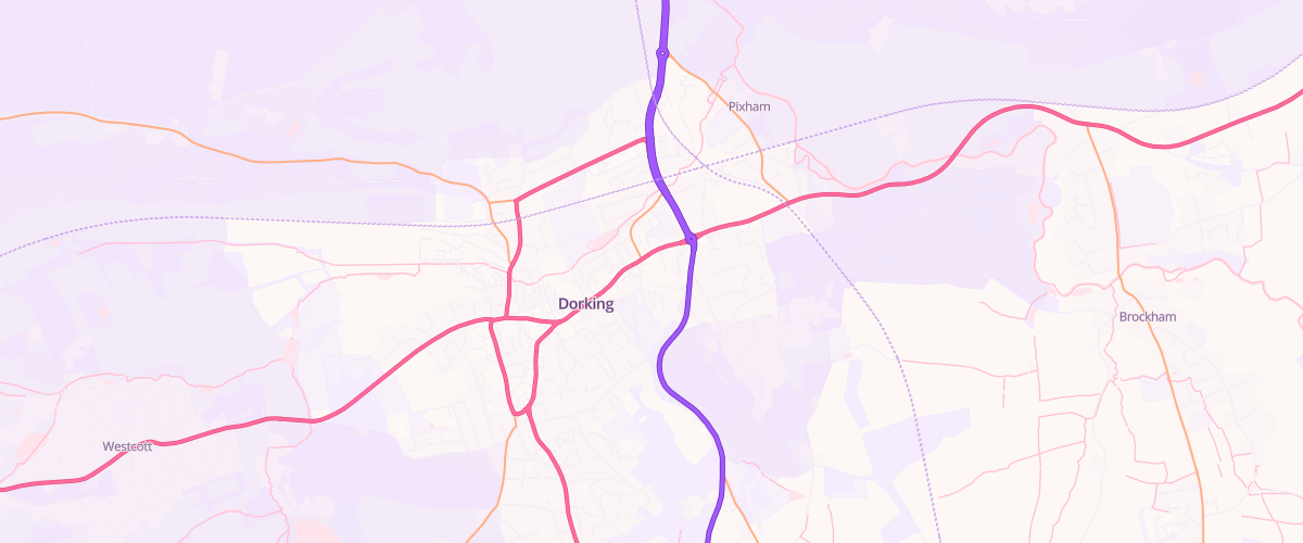 Map showing the location of Ascona Dorking Service Station