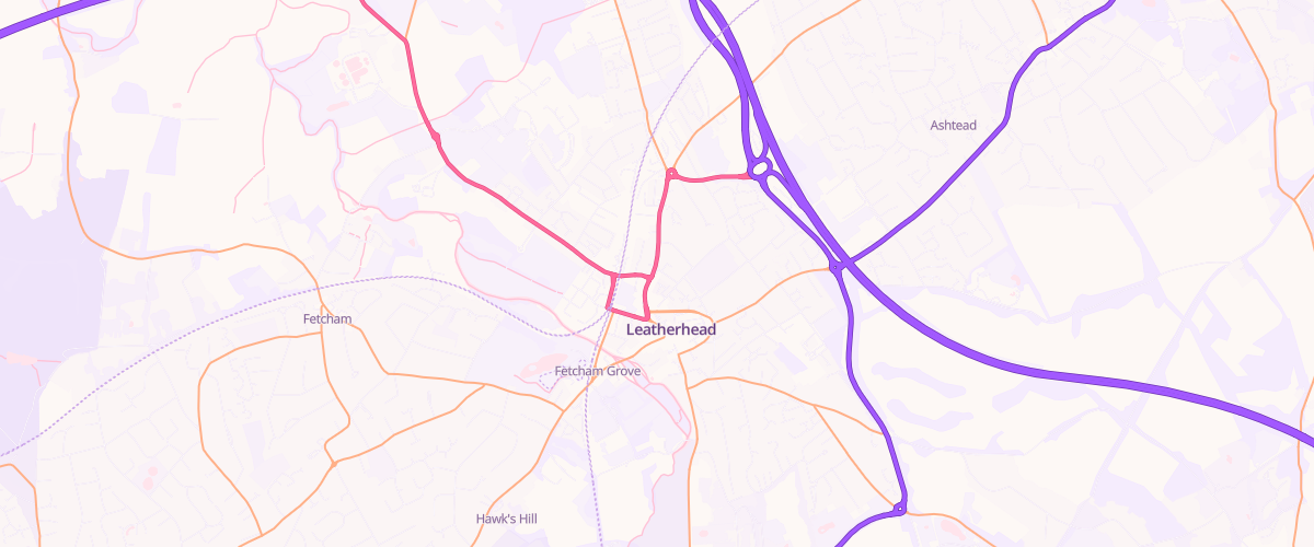 Map showing the location of Leatherhead Sf Connect