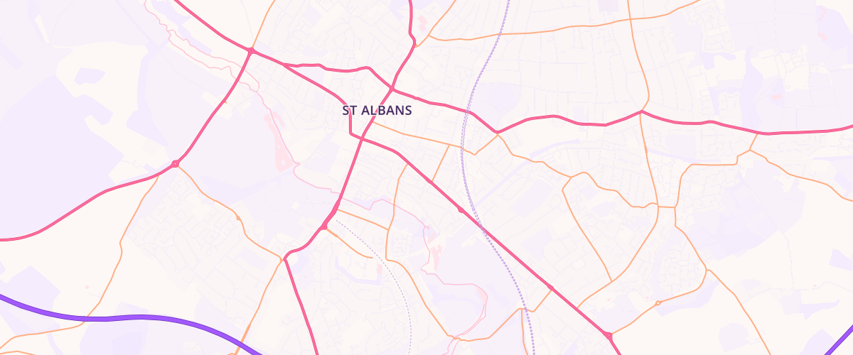 Map showing the location of Asda St Albans Express