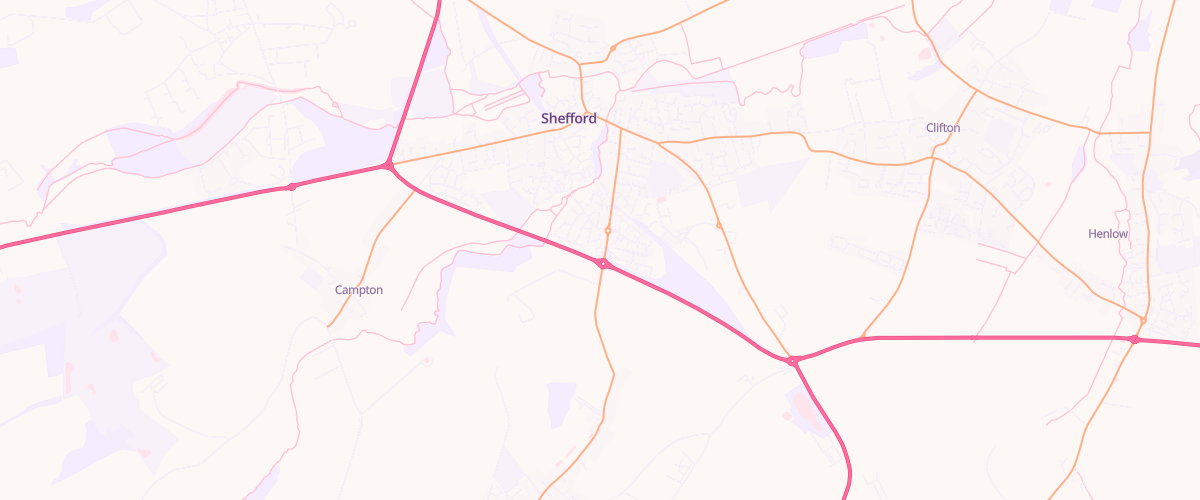 Map showing the location of Shefford Esso Express