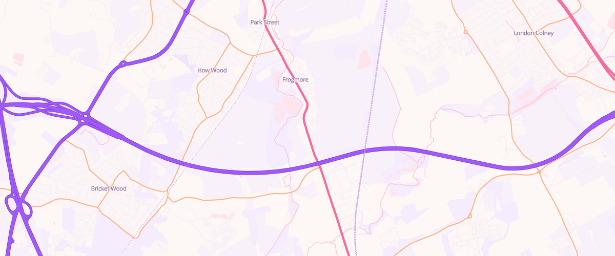 Map showing the location of Radlett Road Service Station