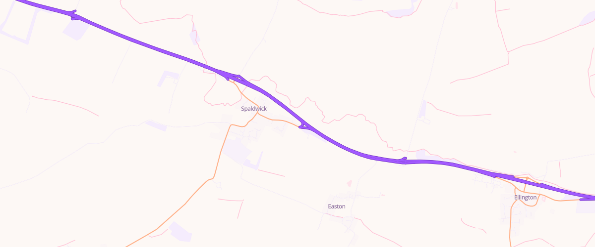 Map showing the location of Welcome Break Spaldwick