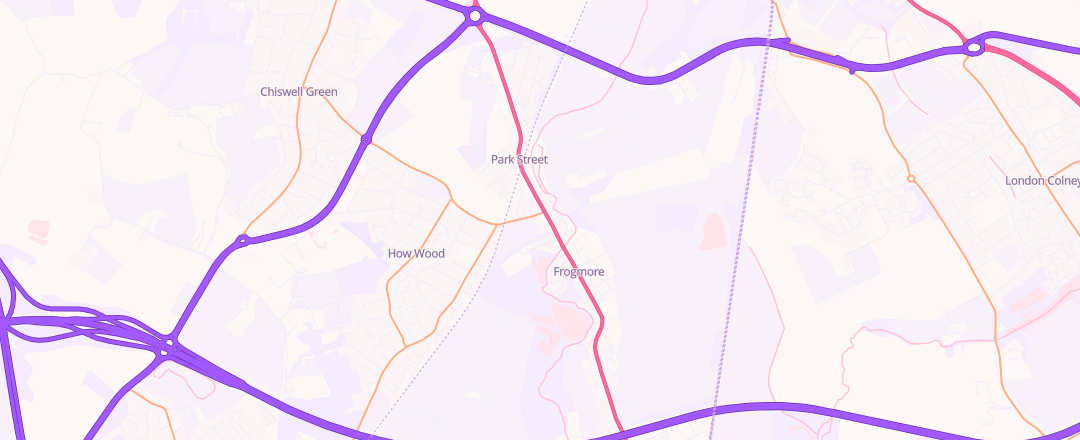 Map showing Park Street Test Centre, St Albans