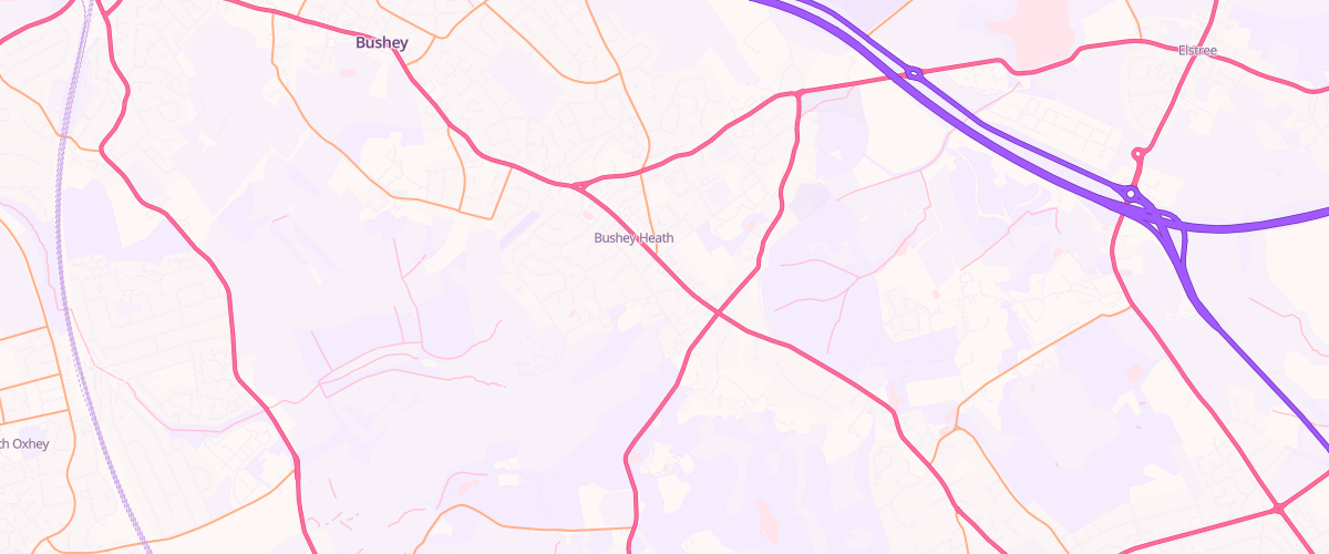 Map showing the location of Bushey Heath Esso Express