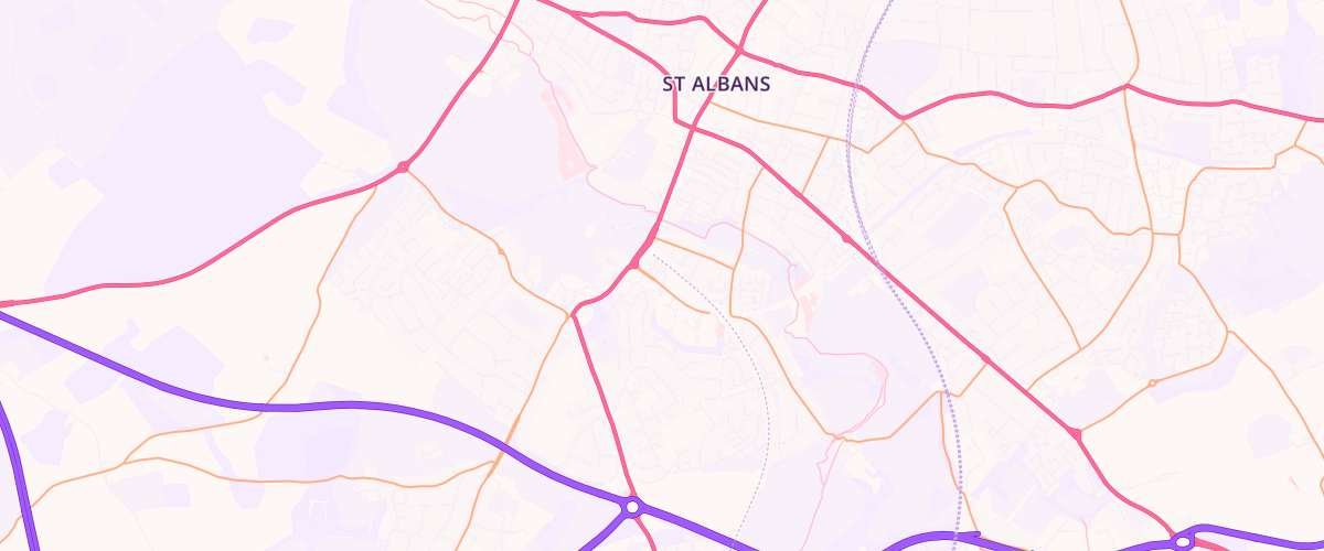 Map showing the location of Sainsburys St Albans
