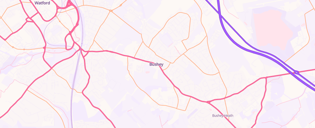 Map showing Kipling Motorist Centre, Bushey